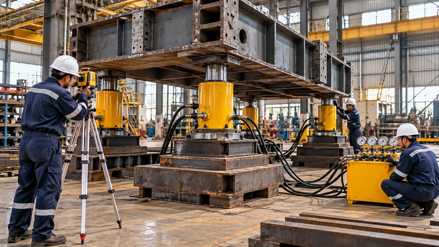 Ilustrasi Jacking Leveling Positioning: Elevasi dan Posisi Beban
